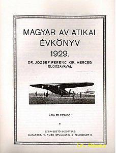 A Magyar Aviatikai Évkönyv 1929. címoldala
