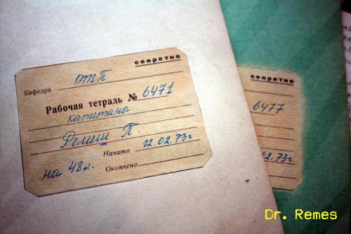 A Kirov Katonaorvosi Akadémia munkafüzetei 1972-ből - forrás: Dr. Remes