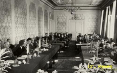 Az 1962-ben Szófiában megrendezett VSZ Repülőorvosi Konferencia ülésterme - forrás: Dr. Remes